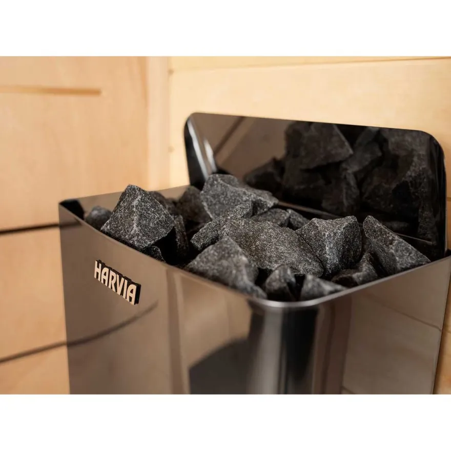 Sähkökiuas Harvia The Wall SW45 Black Steel, 4.5kW, 3-6m³, kiinteä ohjaus
