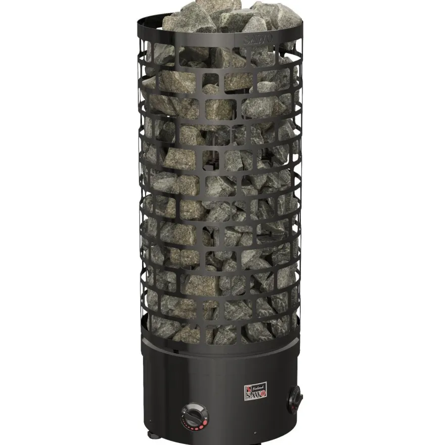Sähkökiuas SAWO Aries Round Black NB, 9kW, 8-14m³, kiinteä ohjaus