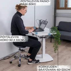 Sähköpöytä Lykke L200 90x55cm eri värejä