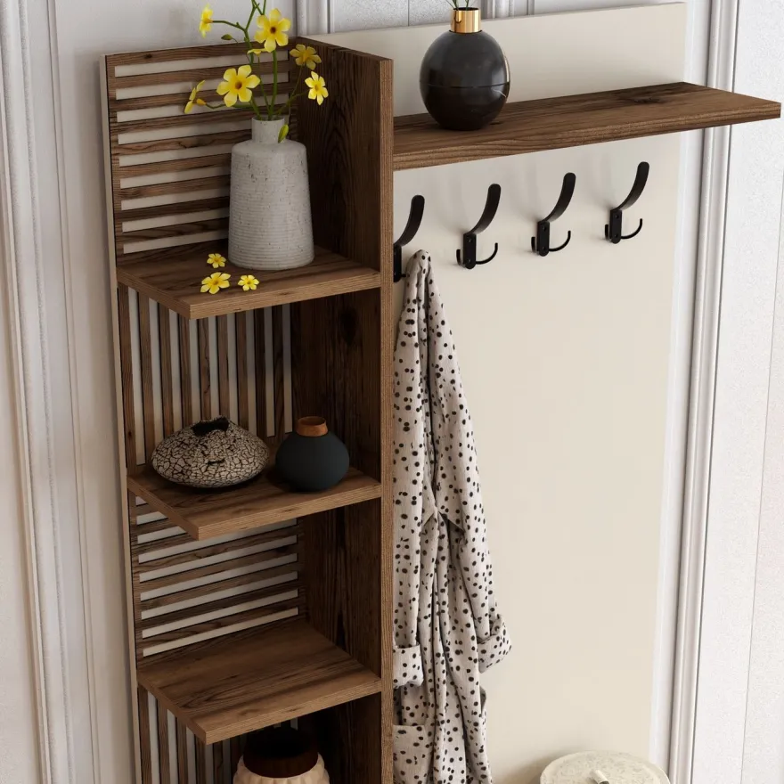 Säilytyskokonaisuus Linento Furniture Viyana 90cm, ruskea/valkoinen