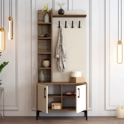 Säilytyskokonaisuus Linento Furniture Viyana 90cm, ruskea/valkoinen