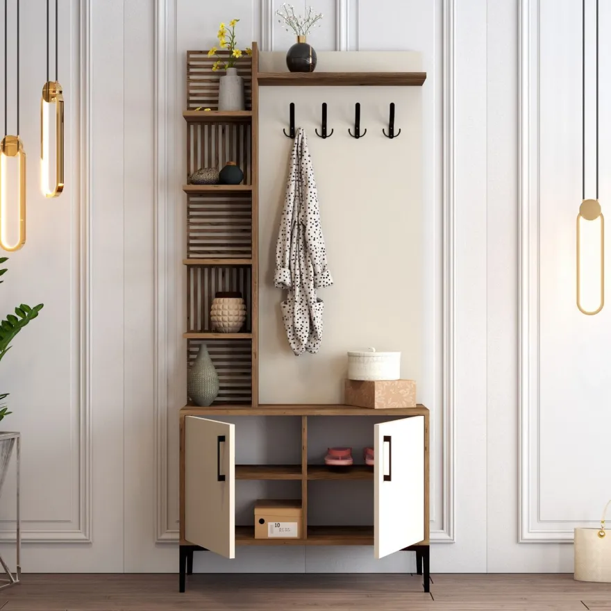 Säilytyskokonaisuus Linento Furniture Viyana 90cm, ruskea/valkoinen