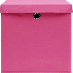 Säilytyslaatikot kansilla 4 kpl pinkki 32x32x32 cm kangas