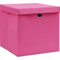 Säilytyslaatikot kansilla 4 kpl pinkki 32x32x32 cm kangas