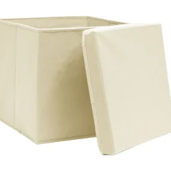 Säilytyslaatikot kansilla 4 kpl 28x28x28 cm kerma