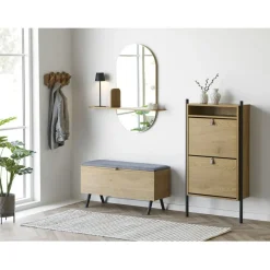 Säilytyspenkki House Nordic Barco, 92x33x48cm, ruskea/harmaa
