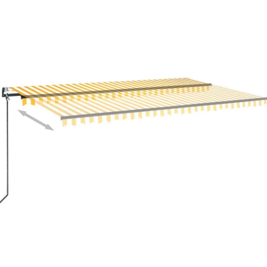 Sisäänkelattava markiisi LED/tuulisensori 500x300 cm keltainen/valkoinen, Verkkokaupan poistotuote