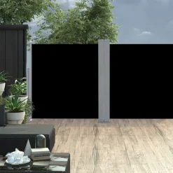 Sisäänvedettävä sivumarkiisi, 120x600cm, musta