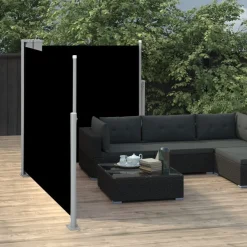 Sisäänvedettävä sivumarkiisi, 120x600cm, musta