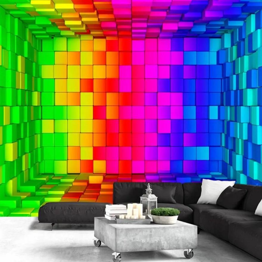 Sisustustarra Artgeist Rainbow Cube, eri kokoja