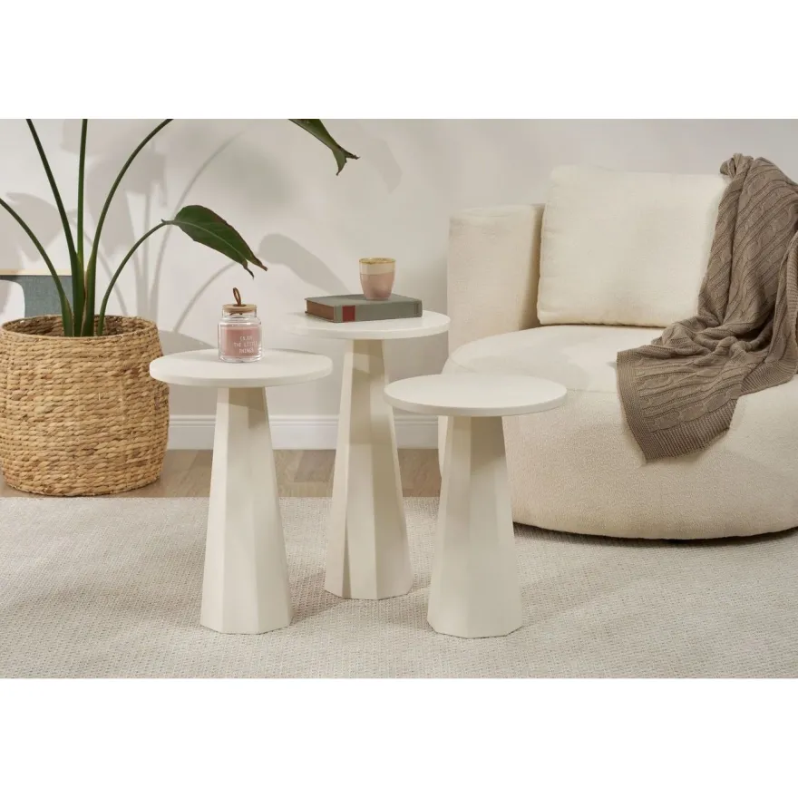Sivupöytäsetti Linento Furniture Lilyum, 3kpl, valkoinen