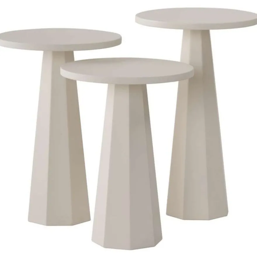 Sivupöytäsetti Linento Furniture Lilyum, 3kpl, valkoinen