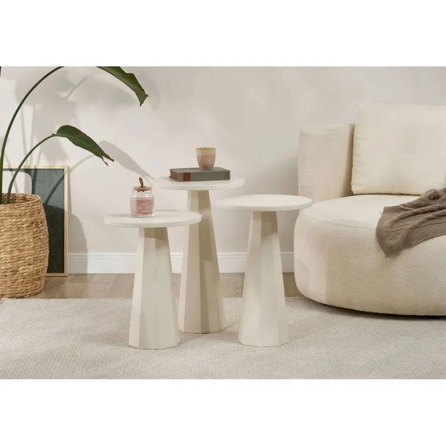 Sivupöytäsetti Linento Furniture Lilyum, 3kpl, valkoinen