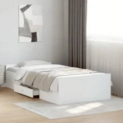 Sängynrunko laatikoilla, tekninen puu, eri kokoja ja värejä (38001)