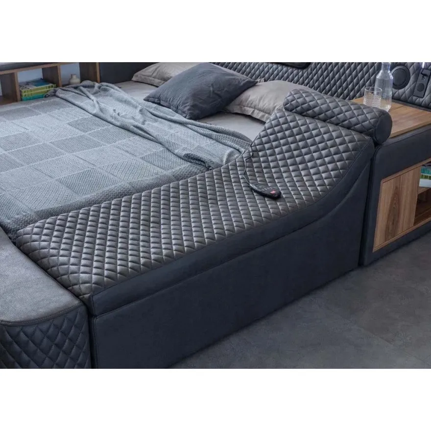 Sängynrunko Linento Furniture Escape Smart, 240x290cm, hierontatoiminto, USB-portti, äänentoisto, musta