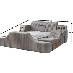 Sängynrunko Linento Furniture Sunshine Smart, 250x290cm, USB-portti, äänentoisto, hierontamekanismi