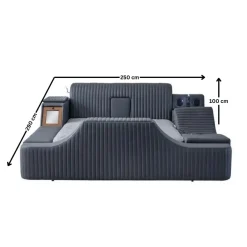 Sängynrunko Linento Furniture Sunshine Smart, 250x290cm, USB-portti, äänentoisto, hierontamekanismi