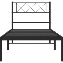 Sängynrunko metalli päädyllä musta 90x200 cm (72270)