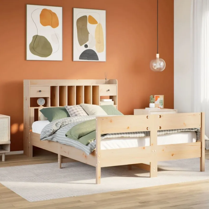 Sänky kirjahyllyllä, täysi mänty, eri kokoja ja värejä (44206)