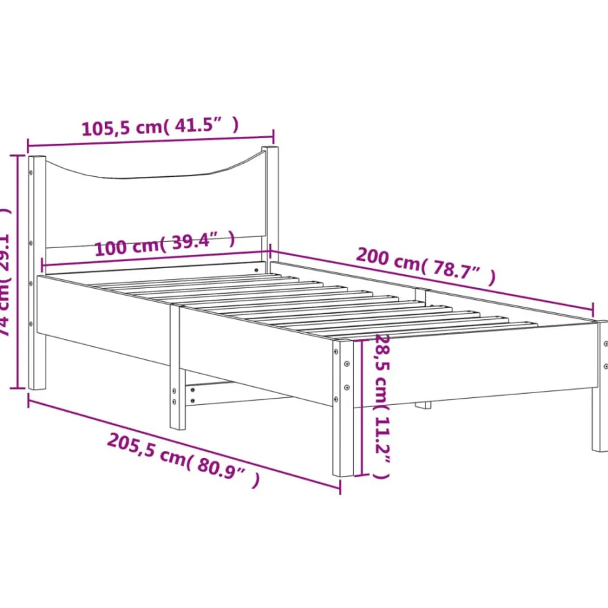Sänky tai sängynrunko, täysi mänty, eri kokoja, sävyjä ja vaihtoehtoja (33861)
