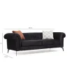 Sohva Linento Furniture Costa D, 3-istuttava, musta