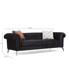 Sohva Linento Furniture Costa D, 3-istuttava, musta