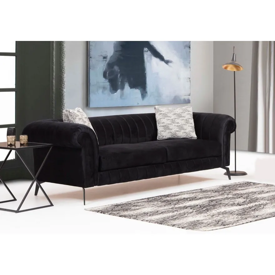 Sohva Linento Furniture Costa D, 3-istuttava, musta