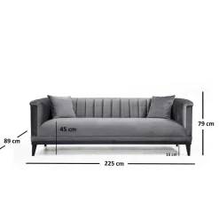 Sohva Linento Furniture Trendy, 3-istuttava, harmaa