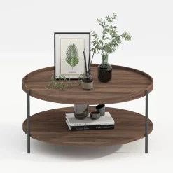Sohvapöytä Home4You Cindy ø80x40cm pähkinä, Verkkokaupan poistotuote