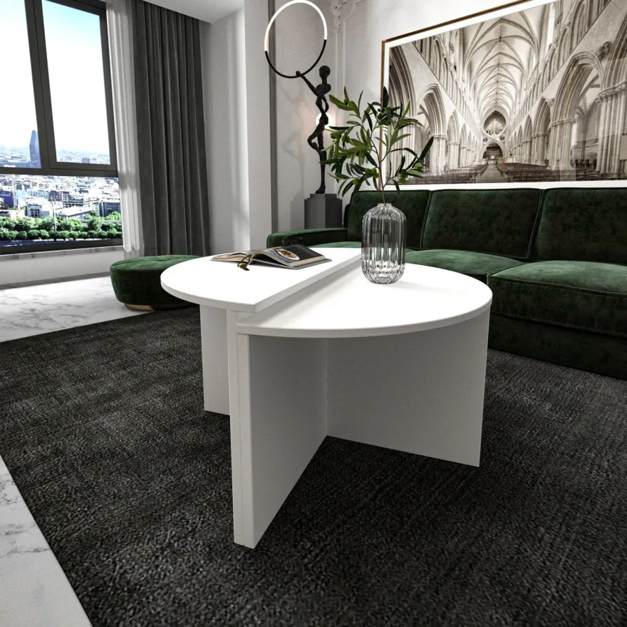 Sohvapöytä Linento Furniture Dolunay, valkoinen