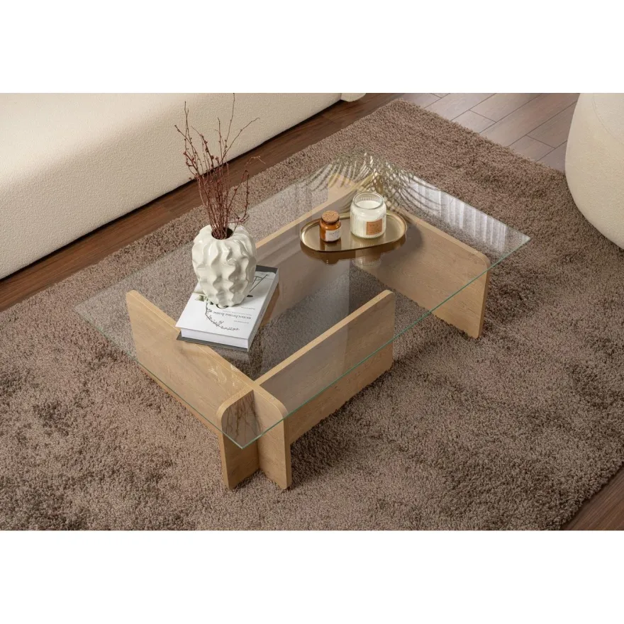Sohvapöytä Linento Furniture Flavio 105x30cm lasikansi