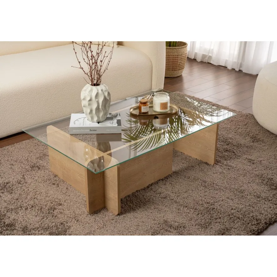 Sohvapöytä Linento Furniture Flavio 105x30cm lasikansi