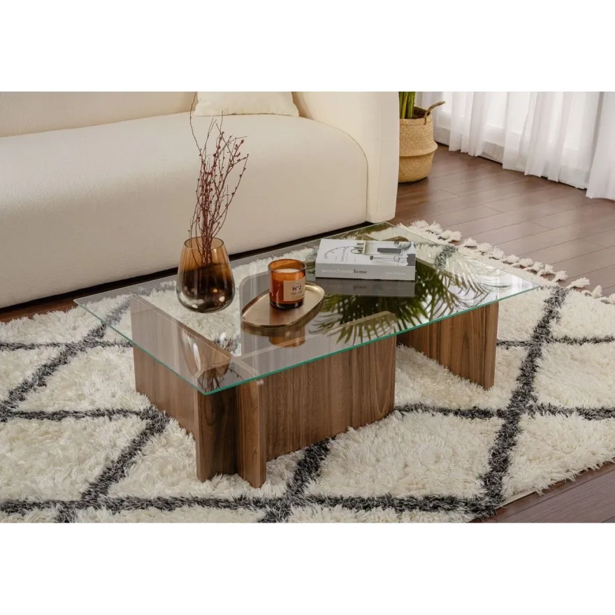 Sohvapöytä Linento Furniture Flavio 105x30cm lasikansi