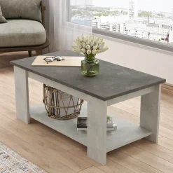 Sohvapöytä Linento Furniture LV15, kivikuosi, hopea/antrasiitinharmaa