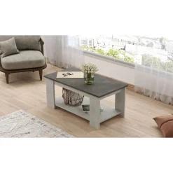 Sohvapöytä Linento Furniture LV15, kivikuosi, hopea/antrasiitinharmaa