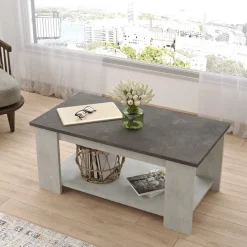 Sohvapöytä Linento Furniture LV15, kivikuosi, hopea/antrasiitinharmaa