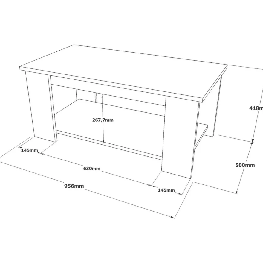 Sohvapöytä Linento Furniture LV15, kivikuosi, hopea/antrasiitinharmaa