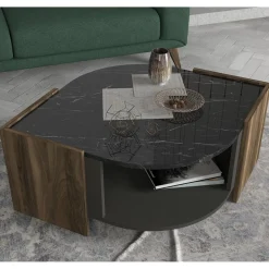 Sohvapöytä Linento Furniture Marbel, pähkinäpuu/harmaa/musta