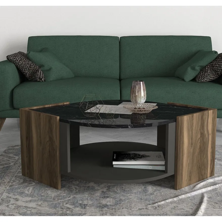 Sohvapöytä Linento Furniture Marbel, pähkinäpuu/harmaa/musta