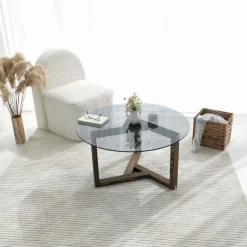 Sohvapöytä Linento Furniture Miro, 75cm, savulasi, ruskea