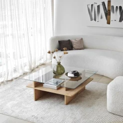 Sohvapöytä Linento Furniture Saga Square 90x35cm lasikansi