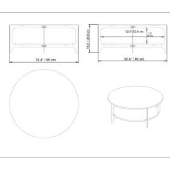 Sohvapöytä Linento Furniture Versy, 90cm, kulta/valkoinen