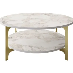 Sohvapöytä Linento Furniture Versy, 90cm, kulta/valkoinen