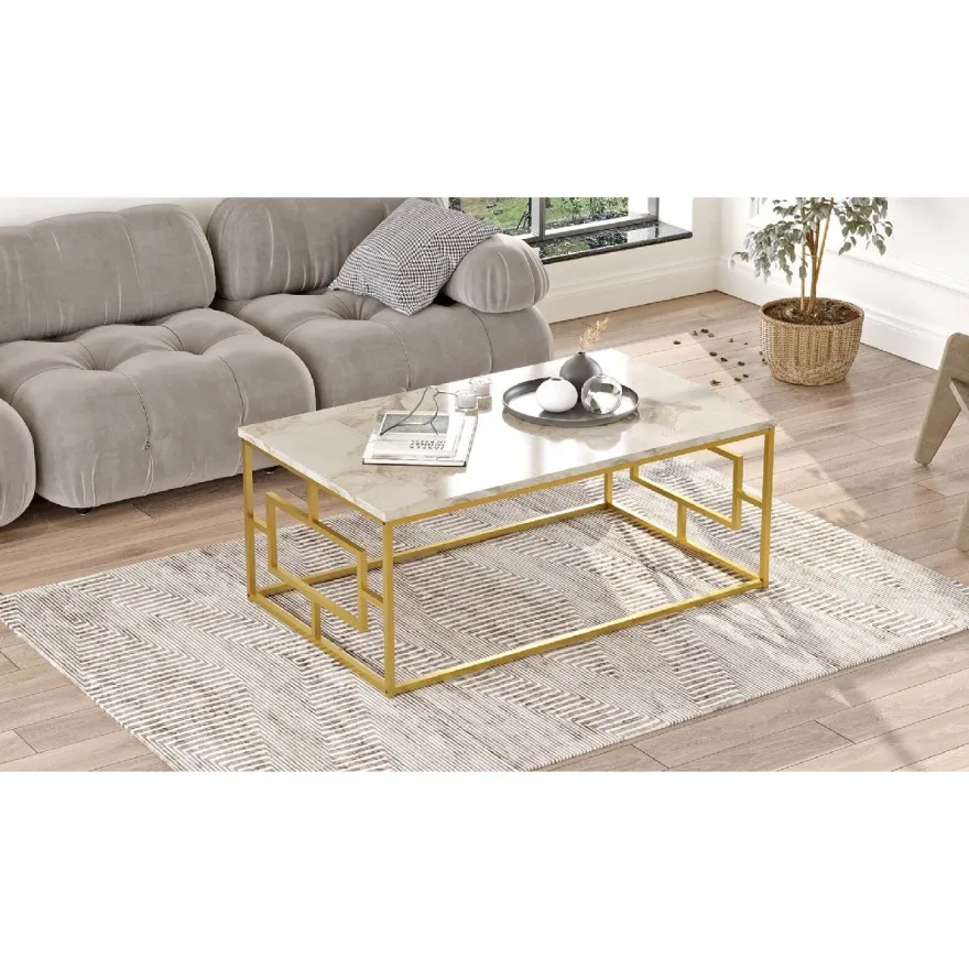 Sohvapöytä Linento Furniture VG12-GE valkoinen marmori/kulta