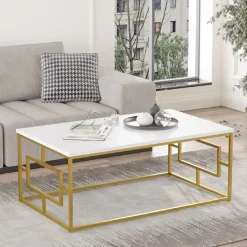 Sohvapöytä Linento Furniture VG12-W valkoinen/kulta