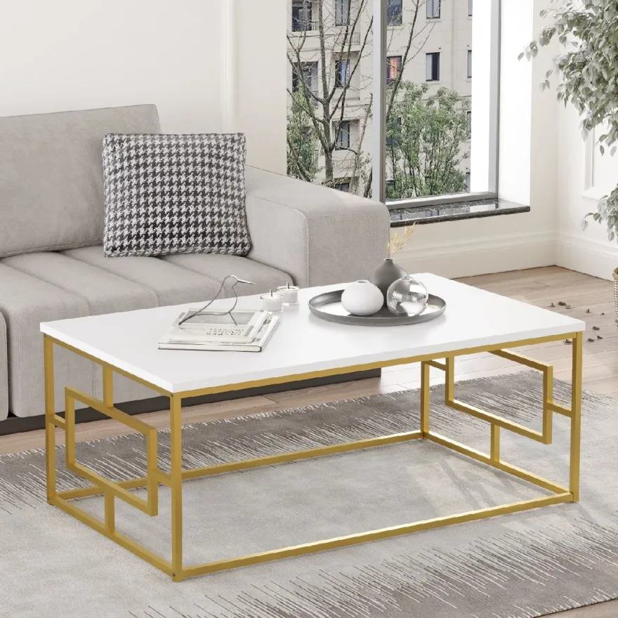 Sohvapöytä Linento Furniture VG12-W valkoinen/kulta