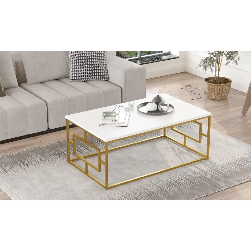 Sohvapöytä Linento Furniture VG12-W valkoinen/kulta