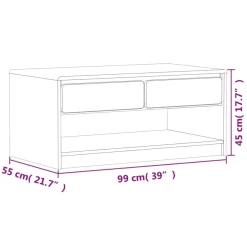 Sohvapöytä SAUDA harmaa 99x55x45 cm täysi mänty (77598)