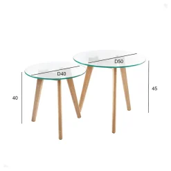 Sohvapöytäsetti Home4You Helena ø40cm /ø50cm, lasi