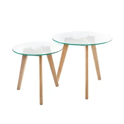 Sohvapöytäsetti Home4You Helena ø40cm /ø50cm, lasi